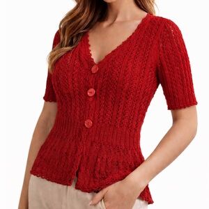 LOFT Women's Vibrant Red Cardigan